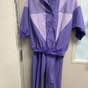 Vintage Purple Button-Up Tracksuit